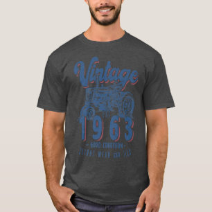 Vintage Tractor Farmer Birthday Born In 1963 & Est T-Shirt
