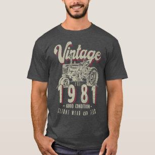 Vintage Tractor Farmer Birthday Born In 1981 & Est T-Shirt