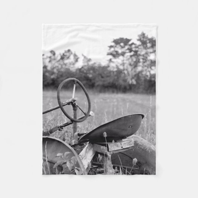 Vintage Tractor in Grass Fleece Blanket (Front)