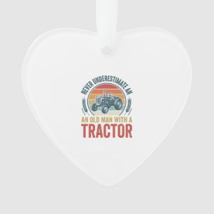 Vintage Tractor Old Man Quote Shirt Design_1 Ornament