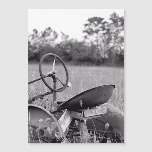 Vintage Tractor Rustic Black and White (Front)