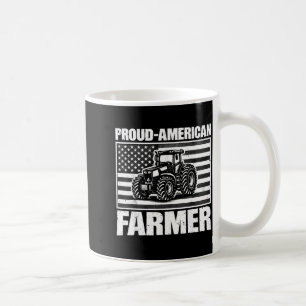 Vintage Tractor USA Flag Proud American Farmer Coffee Mug