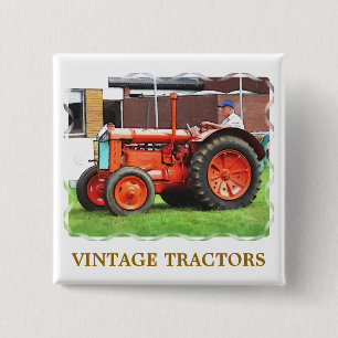 VINTAGE TRACTORS 2 INCH SQUARE BUTTON