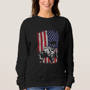 Vintage Tractors Farming Farmers USA Flag Sweatshirt