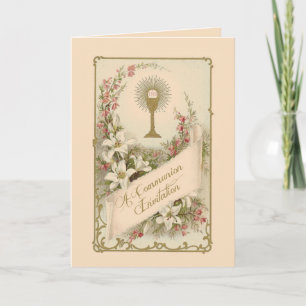 Vintage Traditional Catholic Communion Invitation