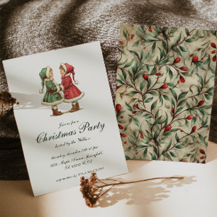 Vintage Traditional Christmas Party Invitation
