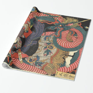 Vintage Traditional Japanese Dragon Wrapping Paper