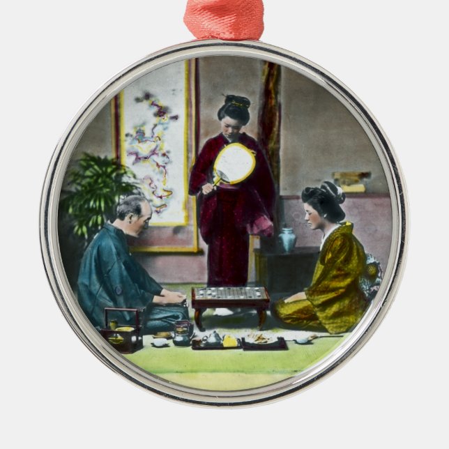 Vintage Traditional Japanese Mahjong 麻雀 Metal Ornament (Front)