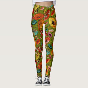 Vintage Traditional Japanese Paper Print Leggings