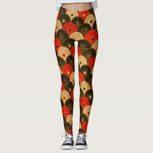Vintage Traditional Japanese Paper Print Leggings