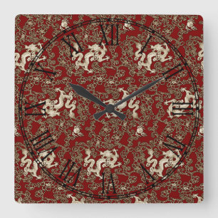 Vintage Traditional Japanese Paper Print Square Wall Clock