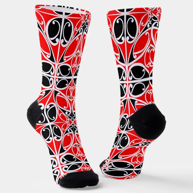 Vintage Traditional  Maori Tribal Art Pattern Socks (Angled)