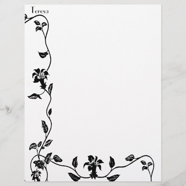 Vintage Trailing Vines Personalized Letterhead (Front)