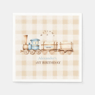 Vintage Train 1st Birthday Napkin