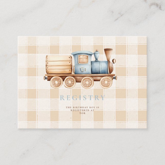 Vintage Train 1st Birthday Registry Enclosure Card (Front)