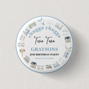 Vintage Train 2nd Birthday – Choo Choo Party 1 Inch Round Button