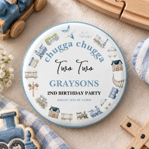Vintage Train 2nd Birthday – Choo Choo Party 1 Inch Round Button