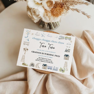 Vintage Train 2nd Birthday – Choo Choo Party Invitation