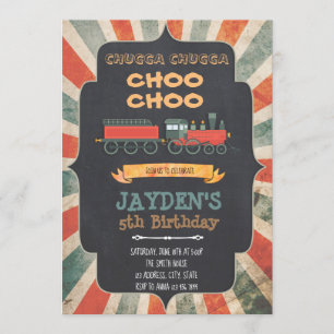 Vintage train birthday party Invitation