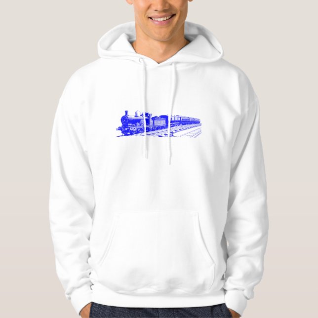 Vintage Train - Blue Hoodie (Front)