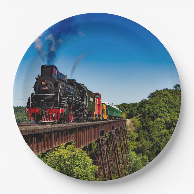 Vintage Train Bridge Photo Paper Plate (Front)