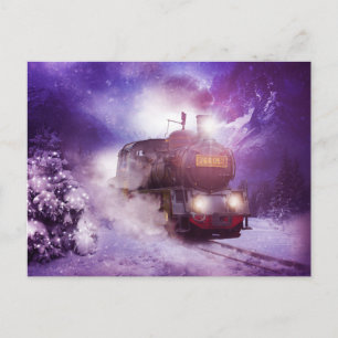 vintage train Christmas Postcard