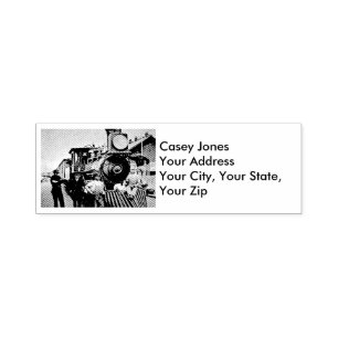 Vintage Train Crew and Mascot Label Self-inking Stamp