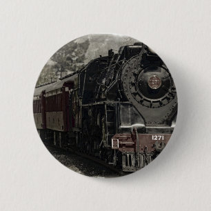 Vintage train decor design 2 inch round button