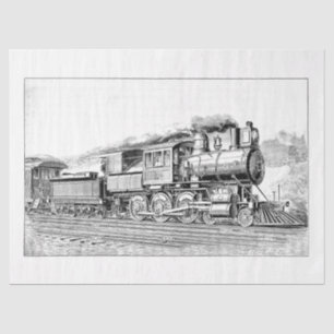 Vintage Train Engine Locomotive Ephemera Decoupage Tissue Paper