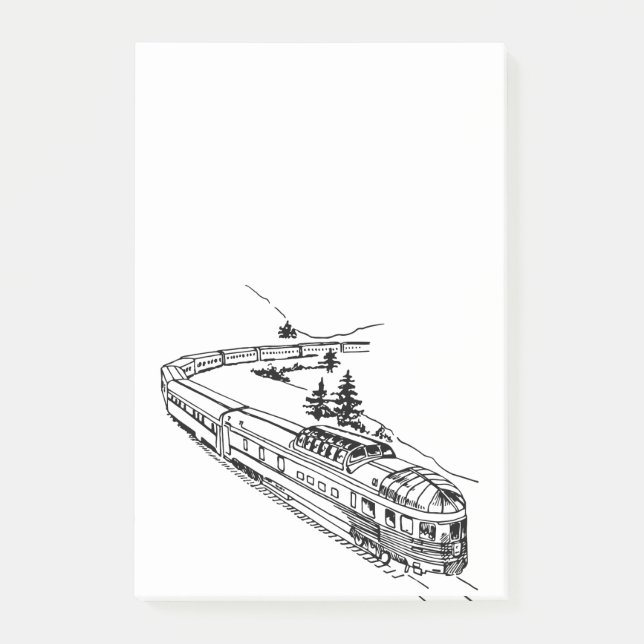 Vintage Train in Mountains Illustration Post-it Notes (Front)