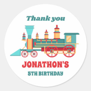 Vintage Train Kids Birthday Party Favour Classic Round Sticker
