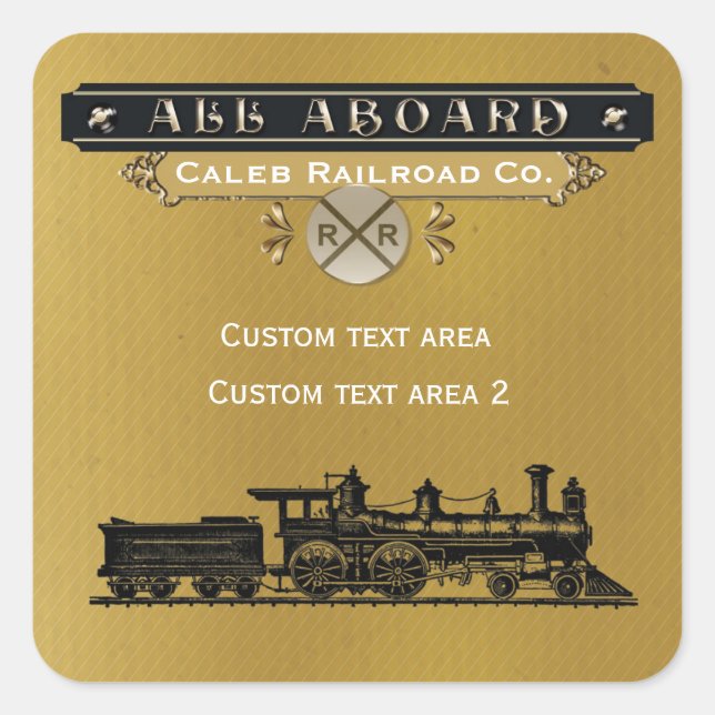 Vintage Train Locomotive Steam Party Sticker (Front)