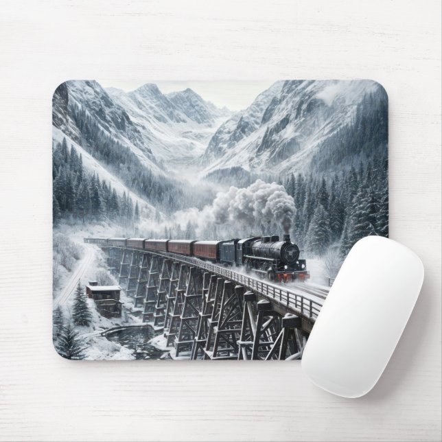 Vintage Train On a Mountain Trestle Mouse Pad (With Mouse)