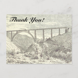 Vintage Train on Bridge, "Thank You!" Postcard