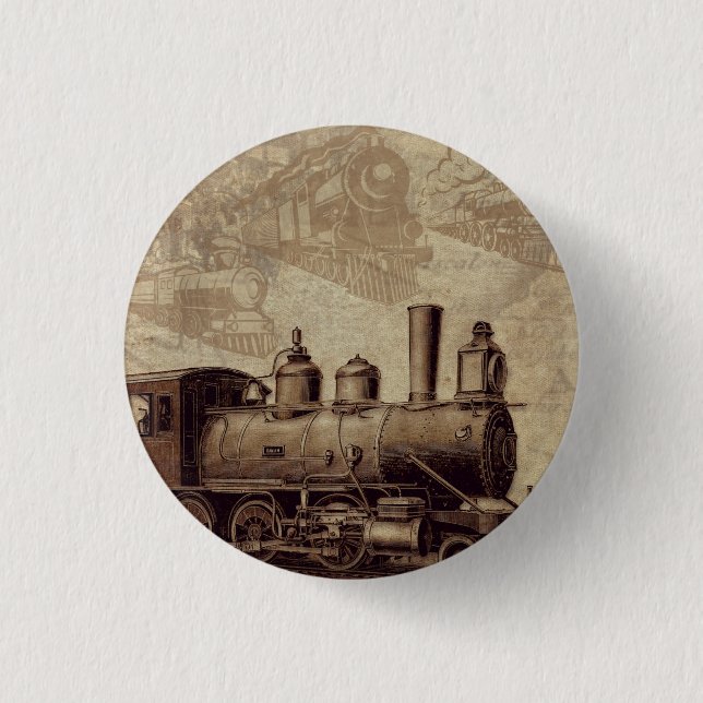 Vintage train railroad  button (Front)
