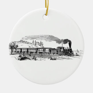 vintage Train sketch Ceramic Ornament