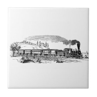 vintage Train sketch Tile