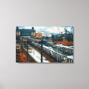 Vintage Train Station Canvas Print