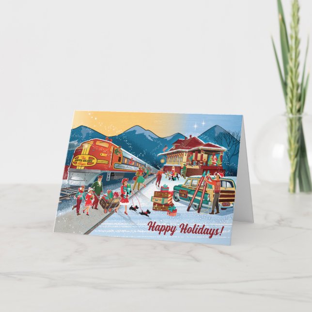 Vintage Train Station Christmas Cards (Front)