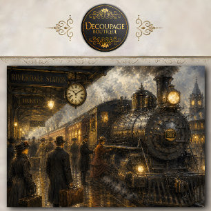 Vintage Train Station Decoupage Tissue Paper