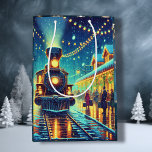 Vintage Train Station on Christmas Eve Snowy Night Medium Gift Bag<br><div class="desc">An old fashioned train station on Christmas Eve with people coming and going trying to make it home. Vintage retro vibes Christmas gift bag.</div>