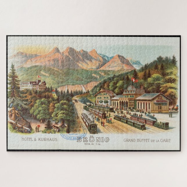 Vintage Train Station Painting Jigsaw Puzzle (Horizontal)