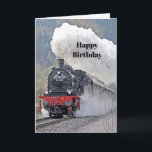 Vintage Train Steam Locomotive Photo Birthday Card<br><div class="desc">A steam locomotive is a type of train locomotive that produces its power through a steam engine. These locomotives are fueled by burning combustible material – usually coal, wood, or oil – to produce steam. The majority of steam locomotives were retired from regular service by the 1980s, although several continue...</div>