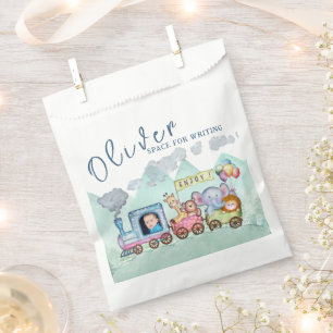 Vintage Train Transport Birthday Watercolor photo Favour Bag