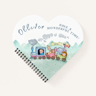 Vintage Train Transport Birthday Watercolor photo Notebook