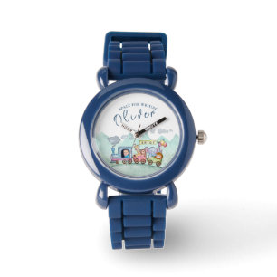 Vintage Train Transport Birthday Watercolor photo Watch