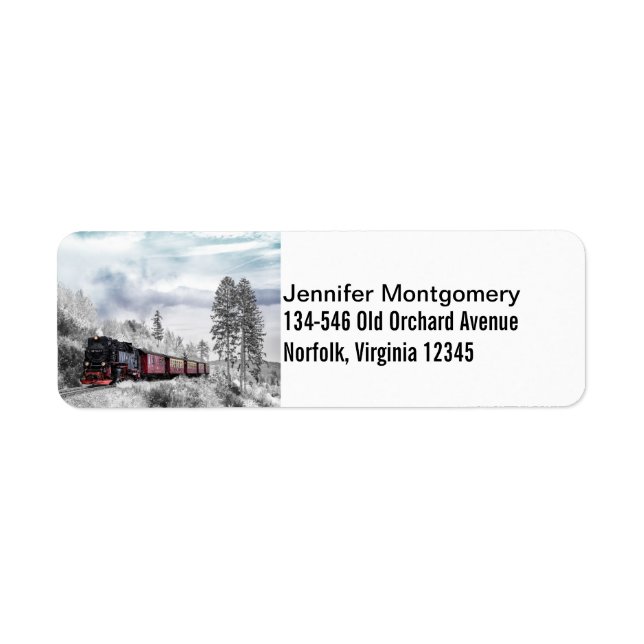 Vintage Train Travelling through Winter Landscape (Front)