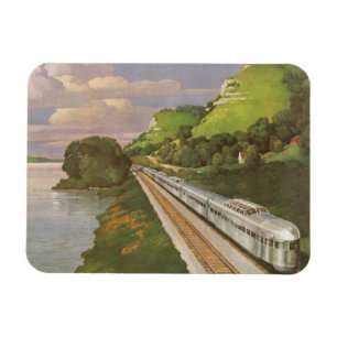 Vintage Train Vacation, Locomotive in Country Magnet
