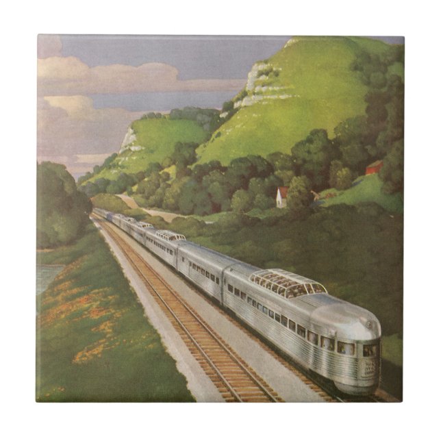 Vintage Train Vacation, Locomotive in Country Tile (Front)