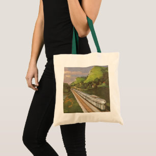Vintage Train Vacation, Locomotive in Country Tote Bag